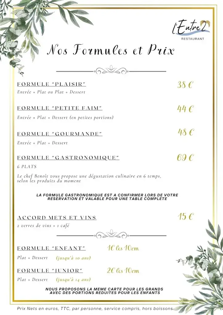 Menu_Restaurant L'Entre 2 Marseillan-Plage_Marseillan_image_2