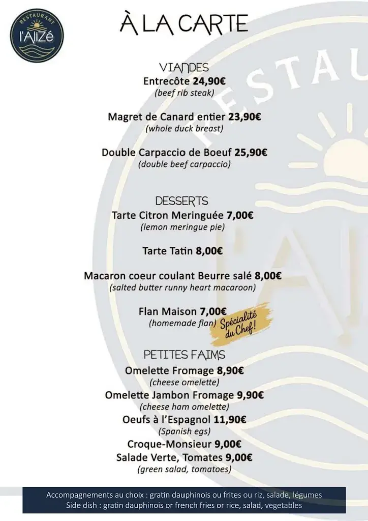 Menu_Restaurant l’Alizé_Marseillan_image_2