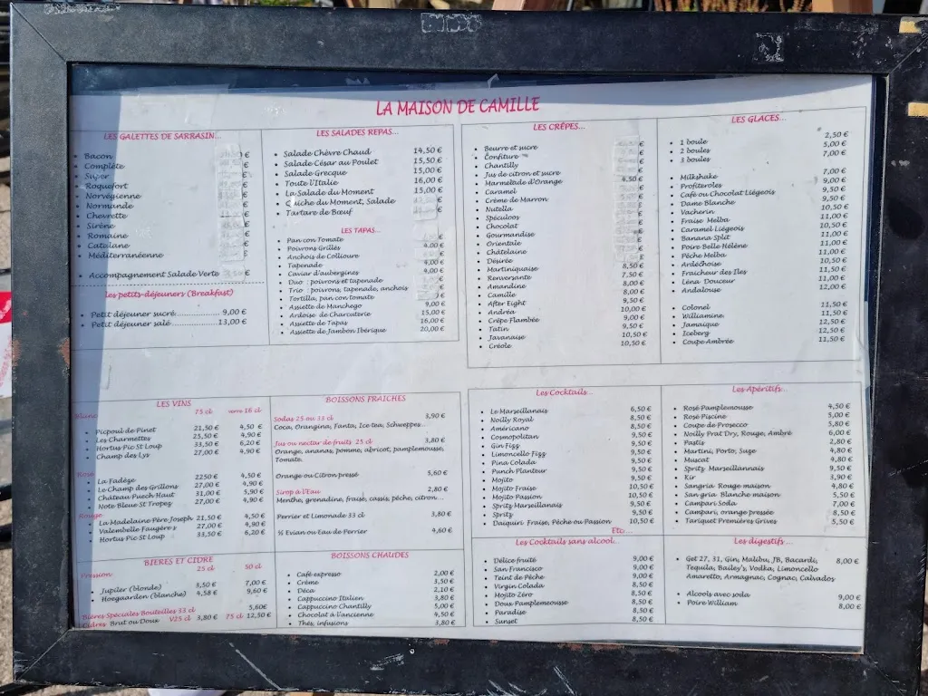 Menu_LA MAISON DE CAMILLE_Marseillan_image_1