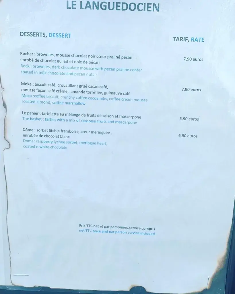 Menu_Restaurant LE LANGUEDOCIEN_Marseillan_image_4