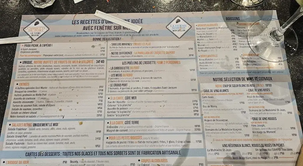 Menu_La Ferme Marine - L'assiette du port_Marseillan_image_2