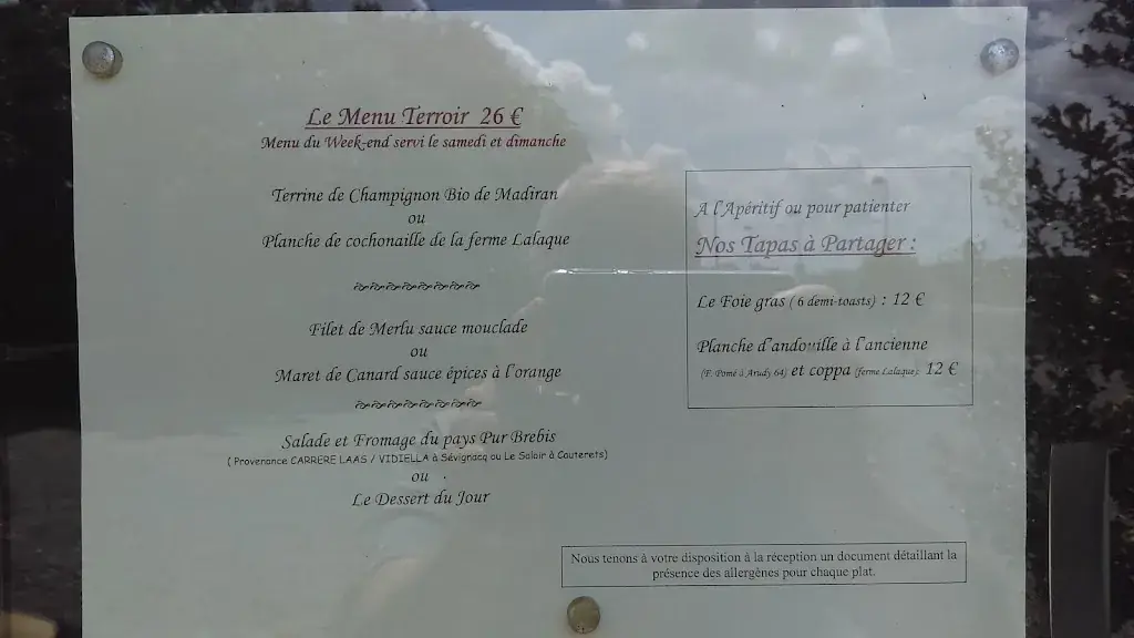 Menu_Hôtel Restaurant les 3B_Nouilhan_image_1