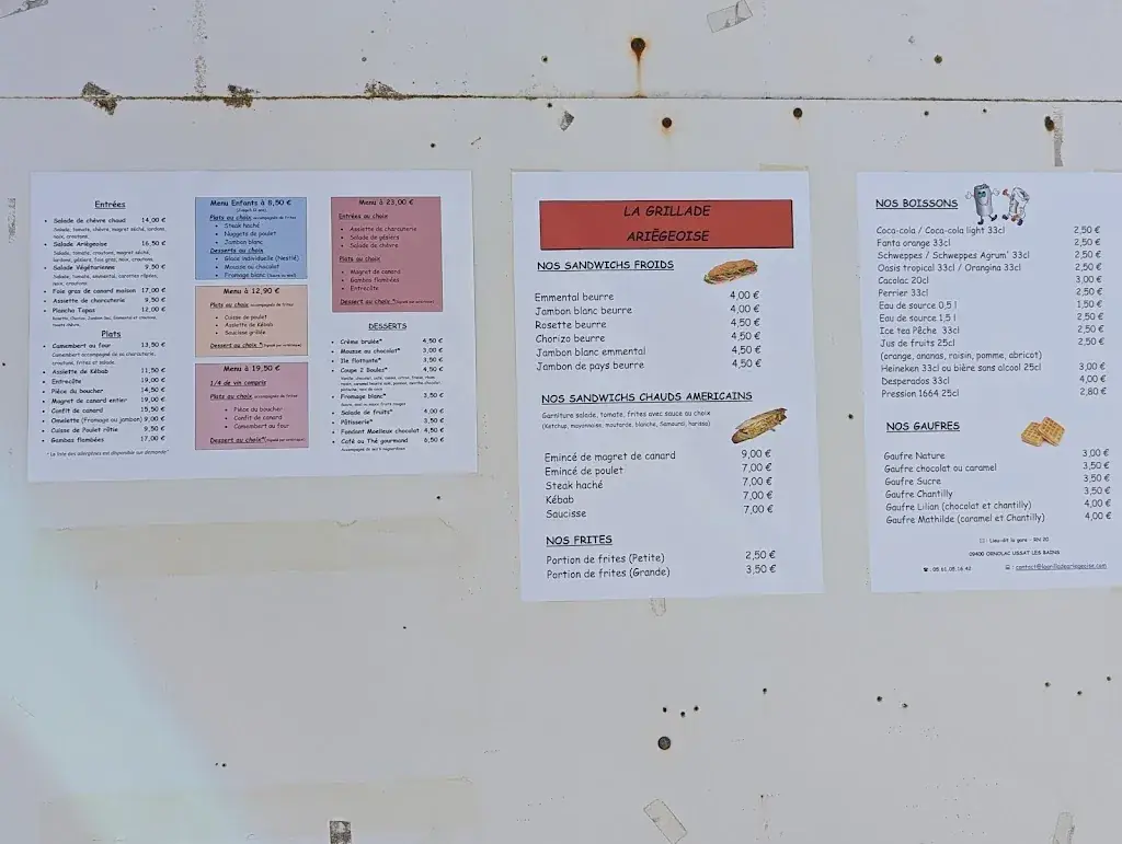 Menu_La Grillade Ariègeoise - Glacier restaurant snack_Ornolac-Ussat-les-Bains_image_1