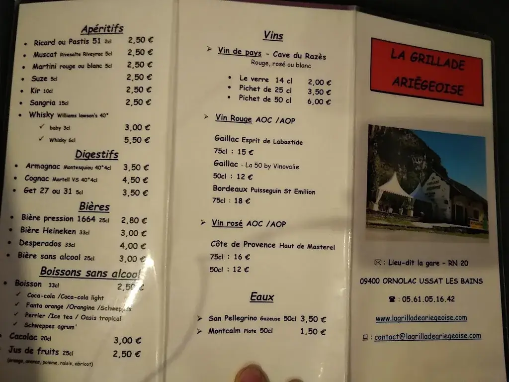 Menu_La Grillade Ariègeoise - Glacier restaurant snack_Ornolac-Ussat-les-Bains_image_4