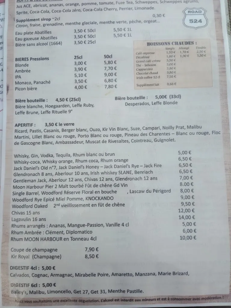 Menu_Restaurant Road 524_Mazères_image_3