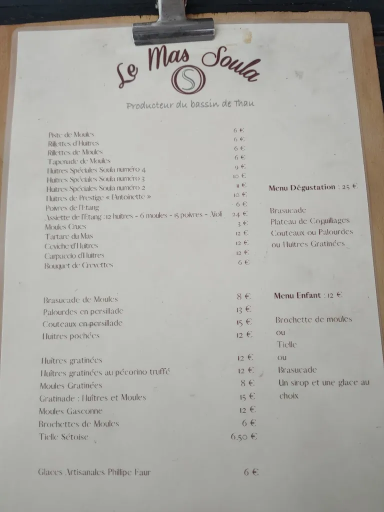 Menu_Le Mas Soula - Les Huîtres Soula_Mèze_image_1