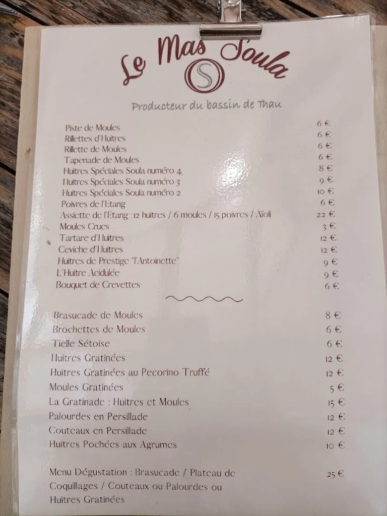 Menu_Le Mas Soula - Les Huîtres Soula_Mèze_image_2