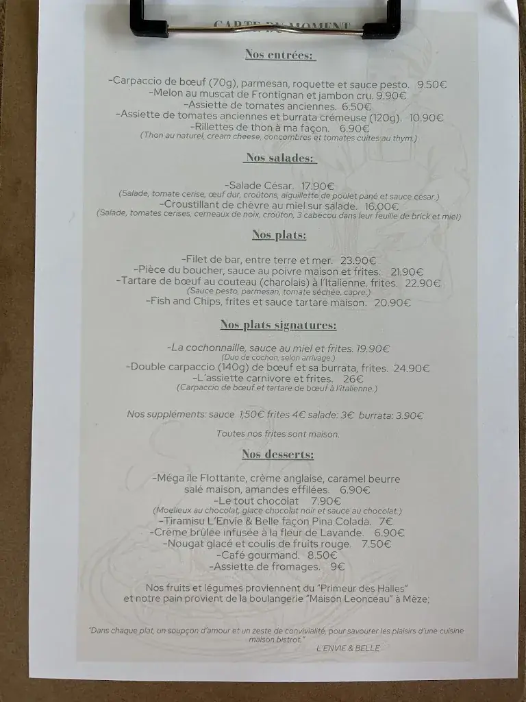 Menu_L'Envie & Belle_Mèze_image_1