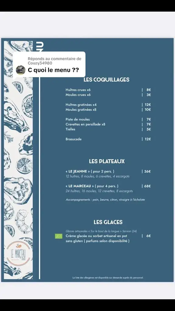 Menu_Le Març’eau - Coquillages et Fruits de mer - Dégustation Mèze_Mèze_image_1