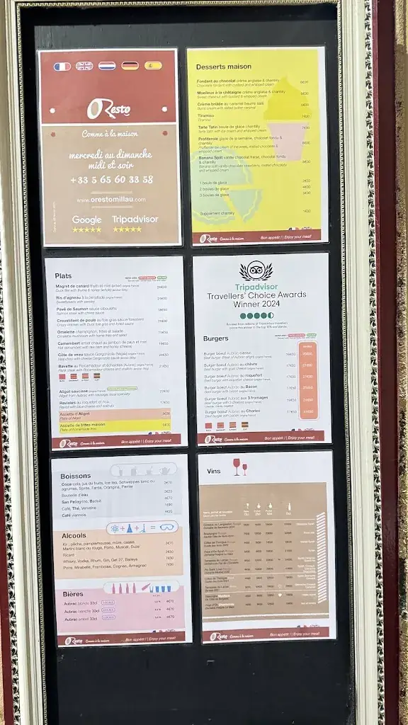 Menu_OResto Comme à la Maison_Millau_immagine_1