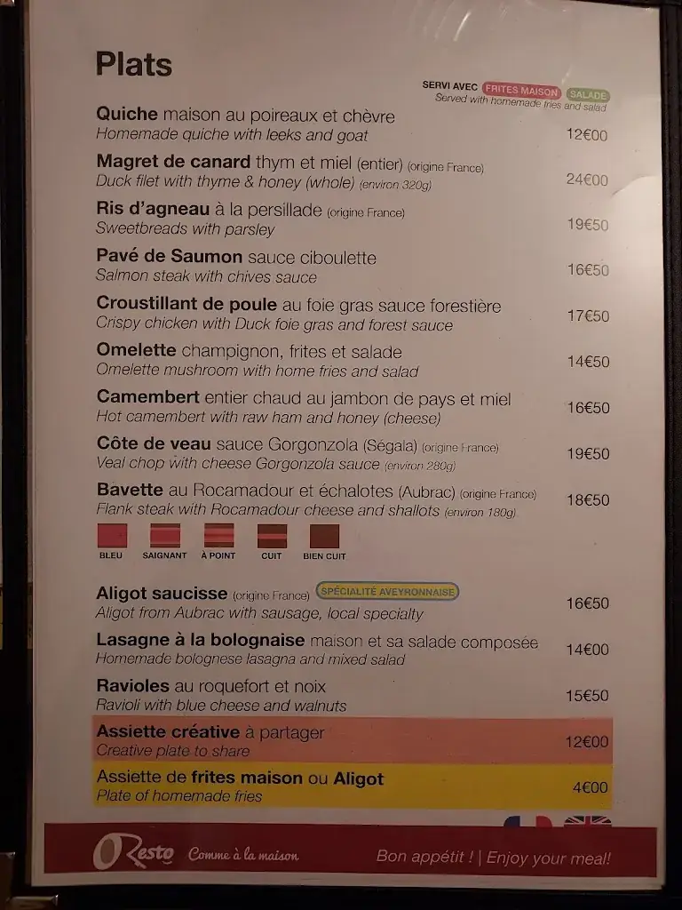 Menu_OResto Comme à la Maison_Millau_immagine_3