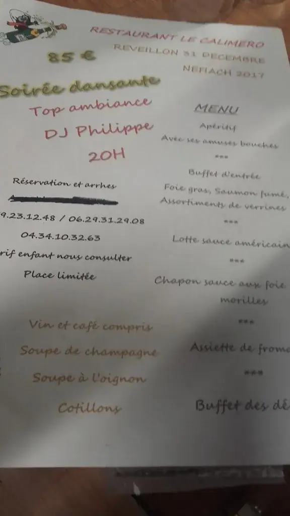 Menu_Bar Restaurant Le Calimero_Millas_image_1