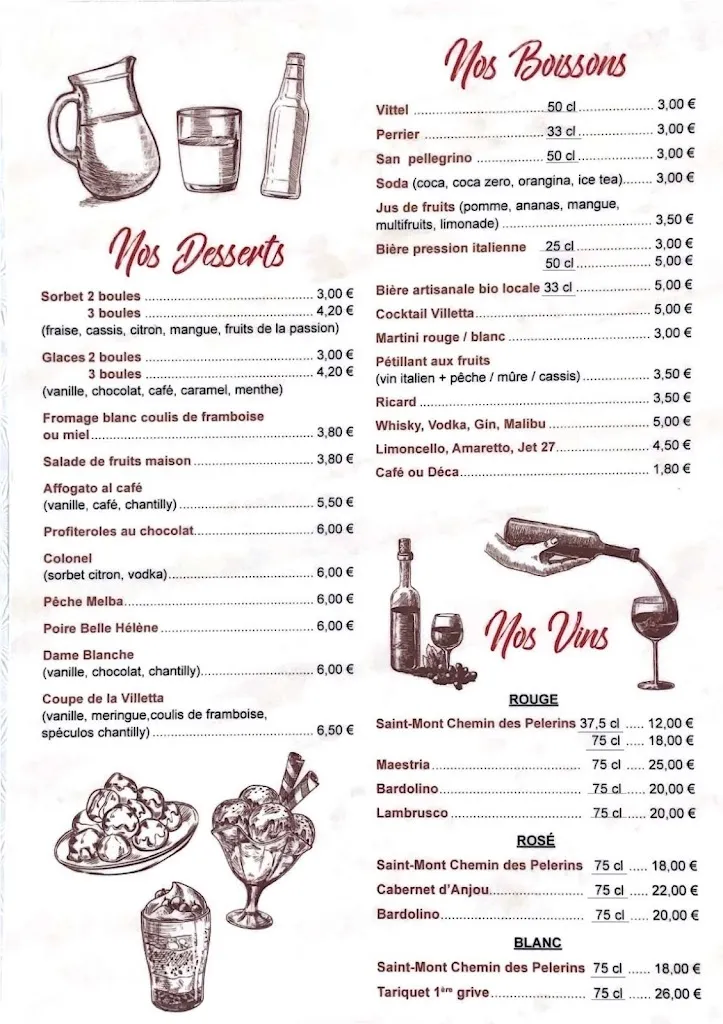 Menu_La Villeta Restaurant Italien_Mirande_image_3
