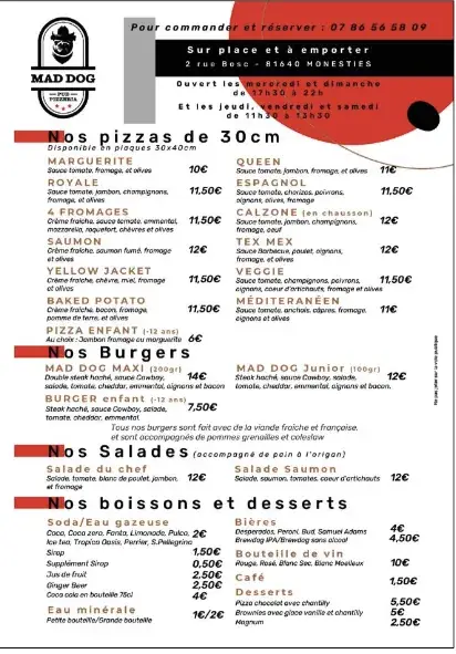 Menu_Mad Dog Pizzeria_Monestiés_image_1