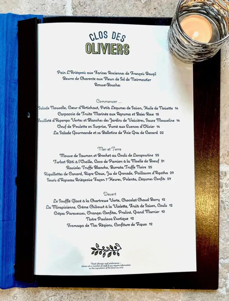 Menu_Clos des Oliviers_Mirepoix_image_1