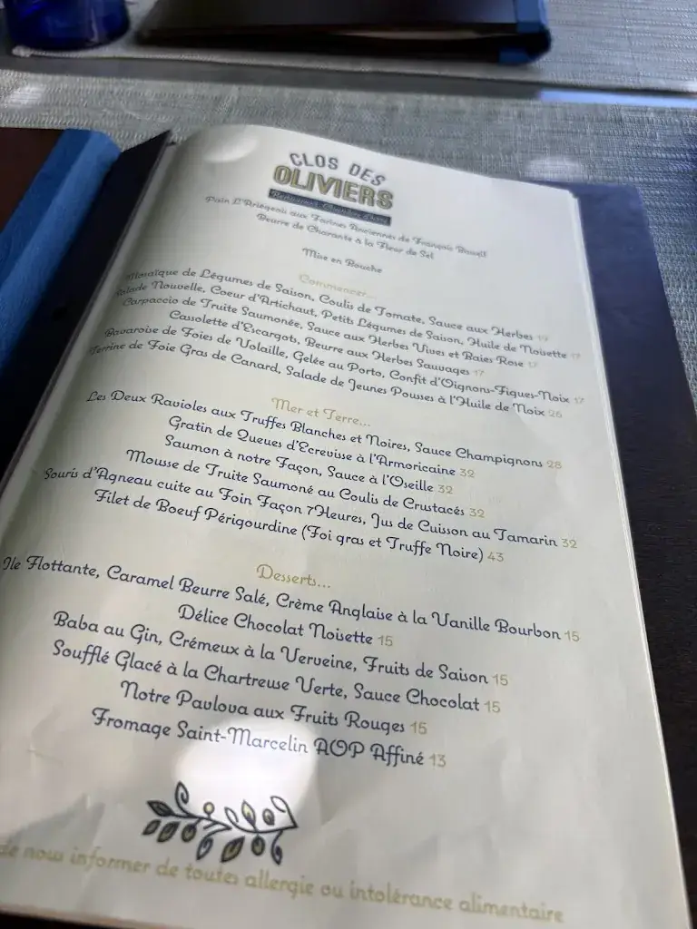 Menu_Clos des Oliviers_Mirepoix_image_3