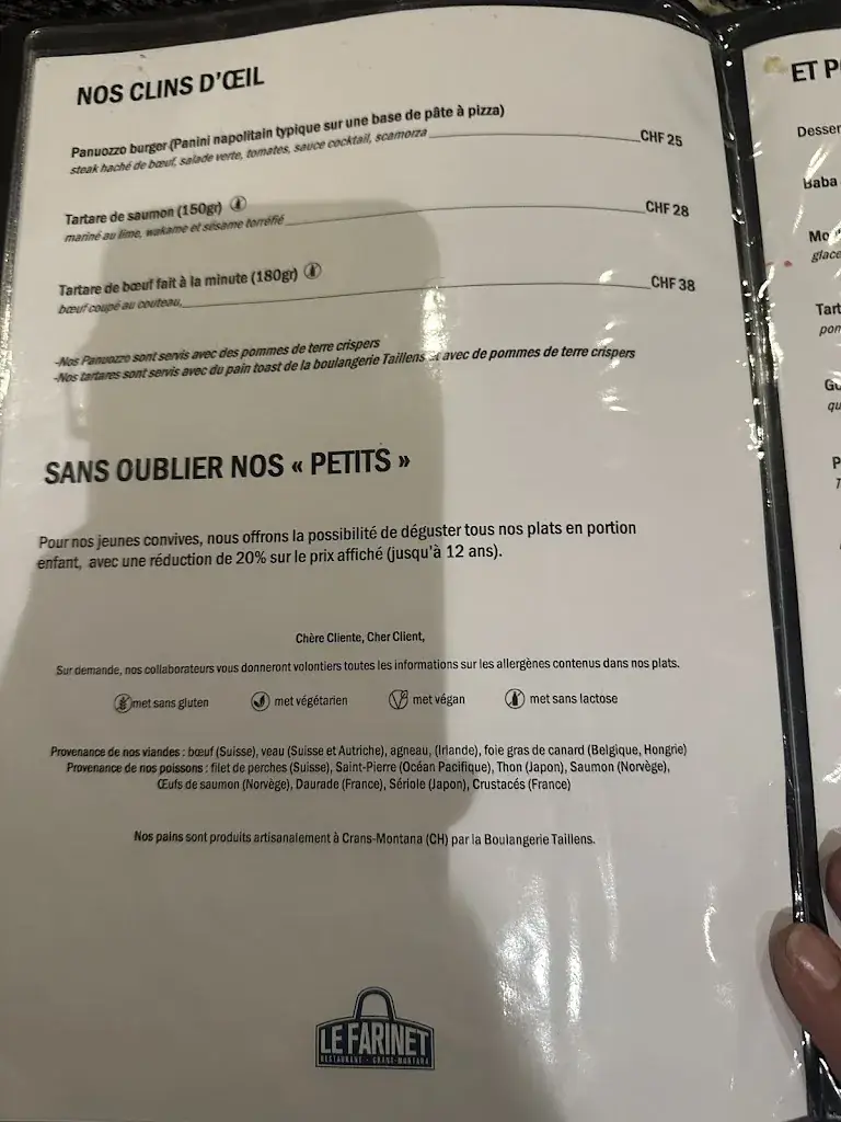 Menü_Restaurant Le Farinet_Crans-Montana_Bild_4