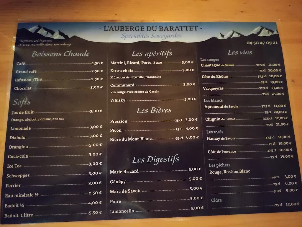 Menu_Auberge du Barattet_Contamines-Montjoie_immagine_1