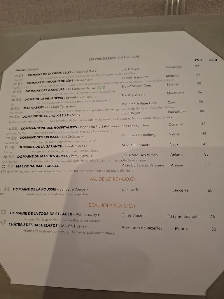 Menu_Restaurant Pré Saint Jean_Pézenas_image_1