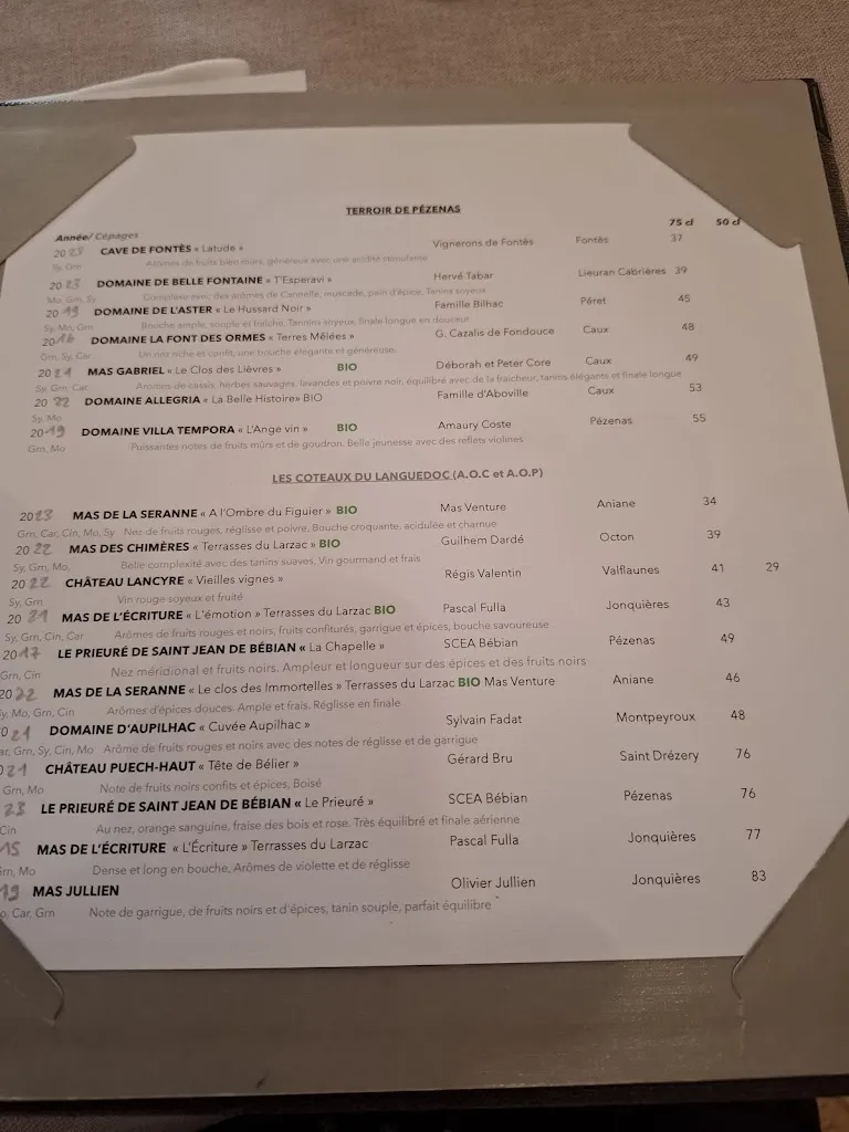 Menu_Restaurant Pré Saint Jean_Pézenas_image_2