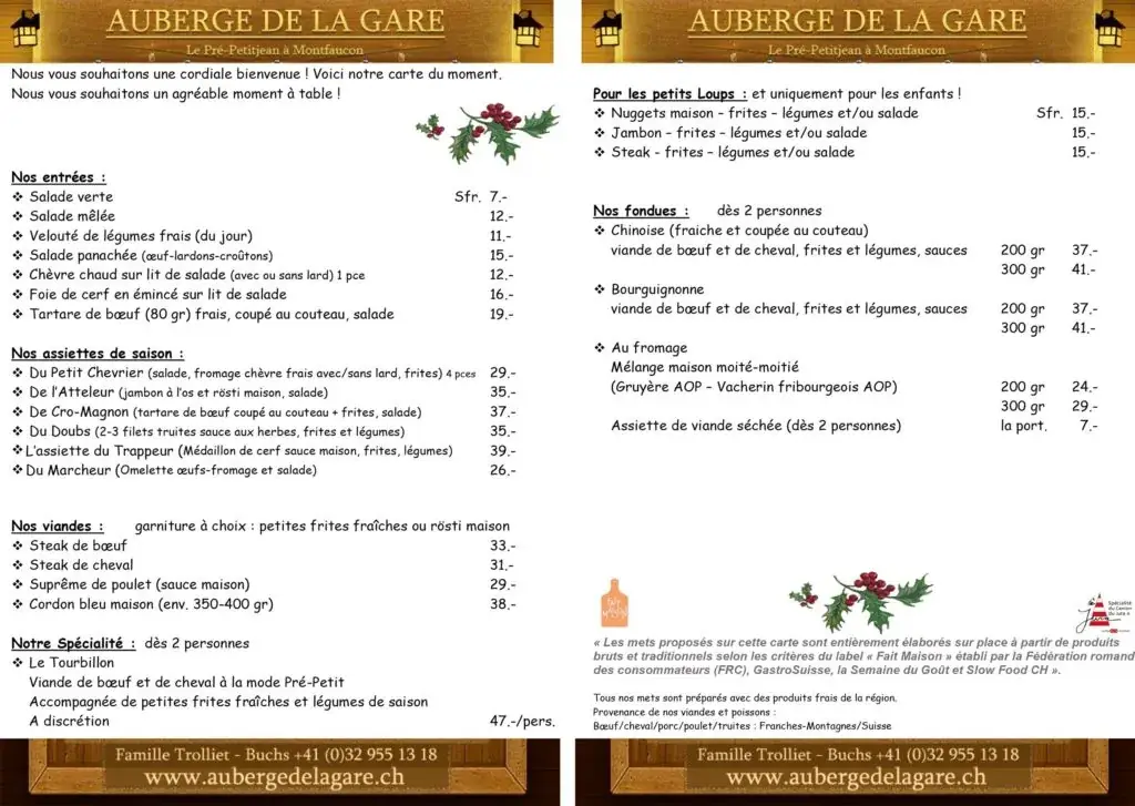 Menu_Auberge de la Gare_Montfaucon_image_1