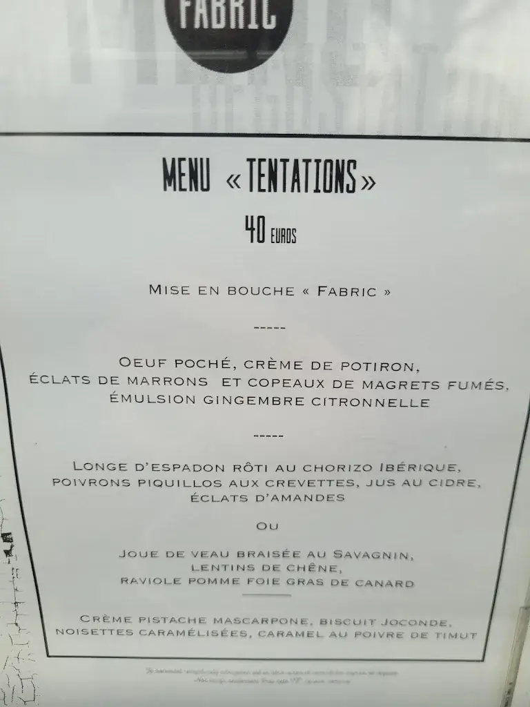 Menu_FABRIC RESTAURANT_Muret_image_1