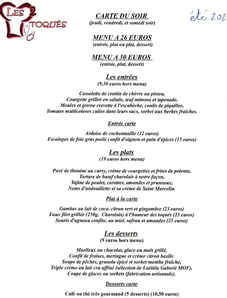 Menu_Restaurant Les 2 Toqués_Muret_immagine_1