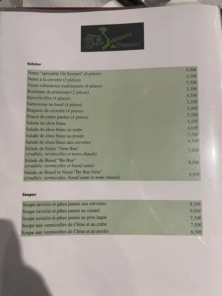 Menu_Ôh Saveurs du Vietnam_Nailloux_immagine_1