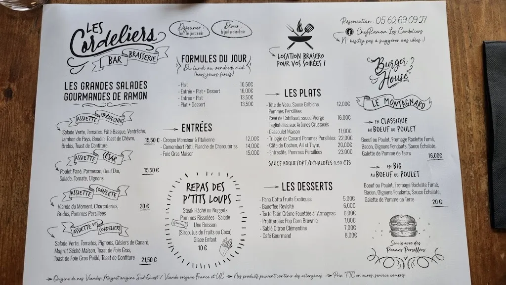 Menu_Brasserie des Cordeliers_Nogaro_image_1