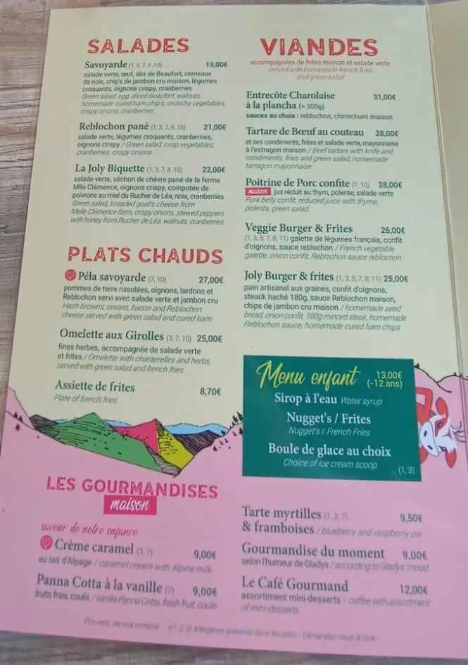Menu_Chez Gaston Col du Joly Hauteluce_Hauteluce_image_1