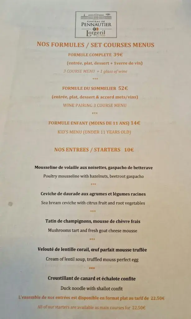 Menu_La Table du Château_Pennautier_immagine_1