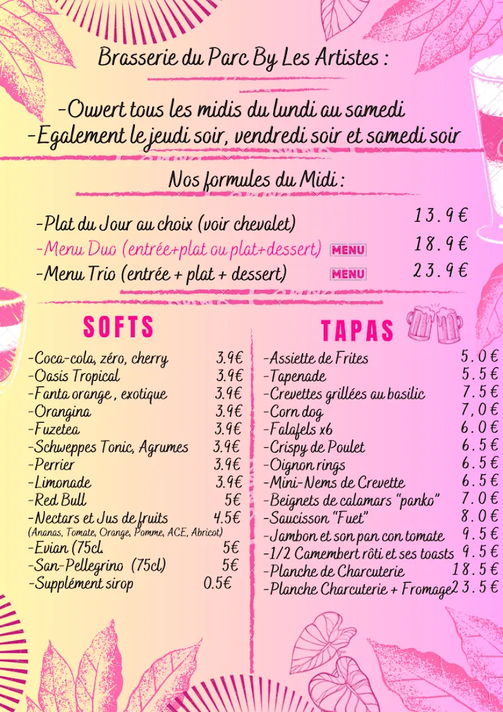 Menu_Brasserie Du Parc by les Artistes_Pérols_image_1