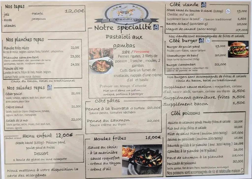 Menu_Restaurant - L'Escargot de Mer - Palavas-les-Flots_Palavas-les-Flots_image_1