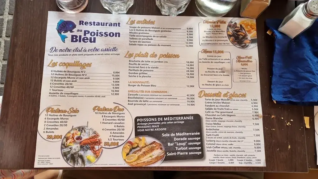 Menu_Restaurant Au Poisson Bleu_Palavas-les-Flots_immagine_1