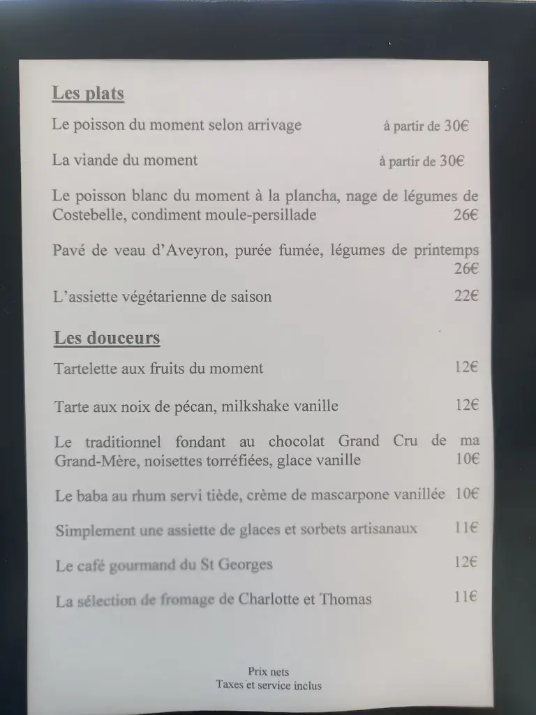 Menu_Restaurant Le Saint Georges_Palavas-les-Flots_image_1