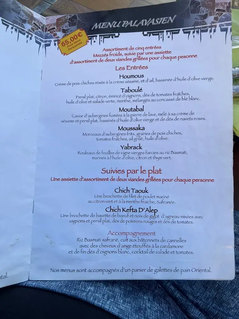 Menu_Les Cèdres du Liban_Palavas-les-Flots_image_2