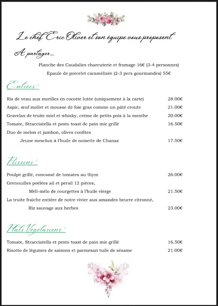 Menu_Hôtel Restaurant Les Caudalies_Artemare_imagen_1