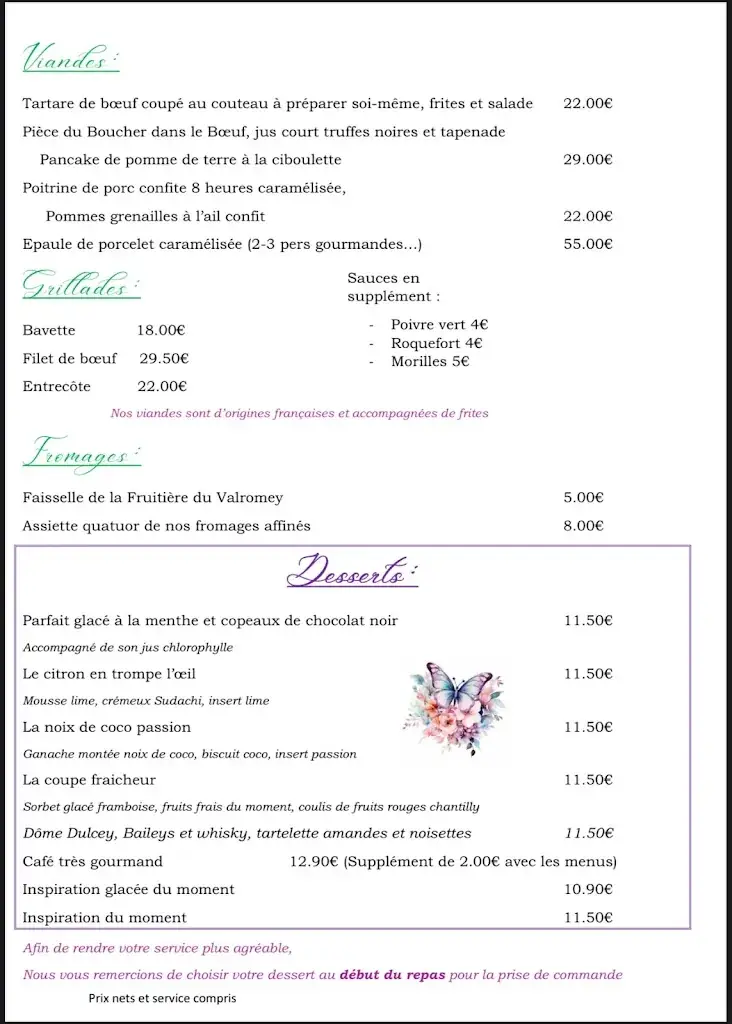 Menu_Hôtel Restaurant Les Caudalies_Artemare_imagen_2