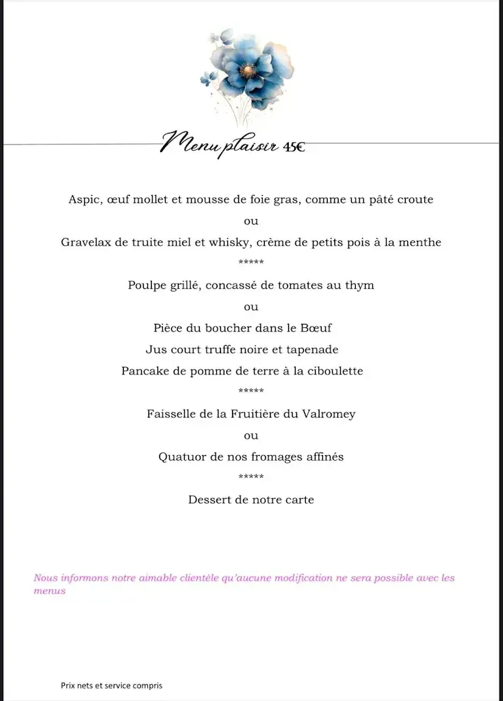 Menu_Hôtel Restaurant Les Caudalies_Artemare_imagen_4