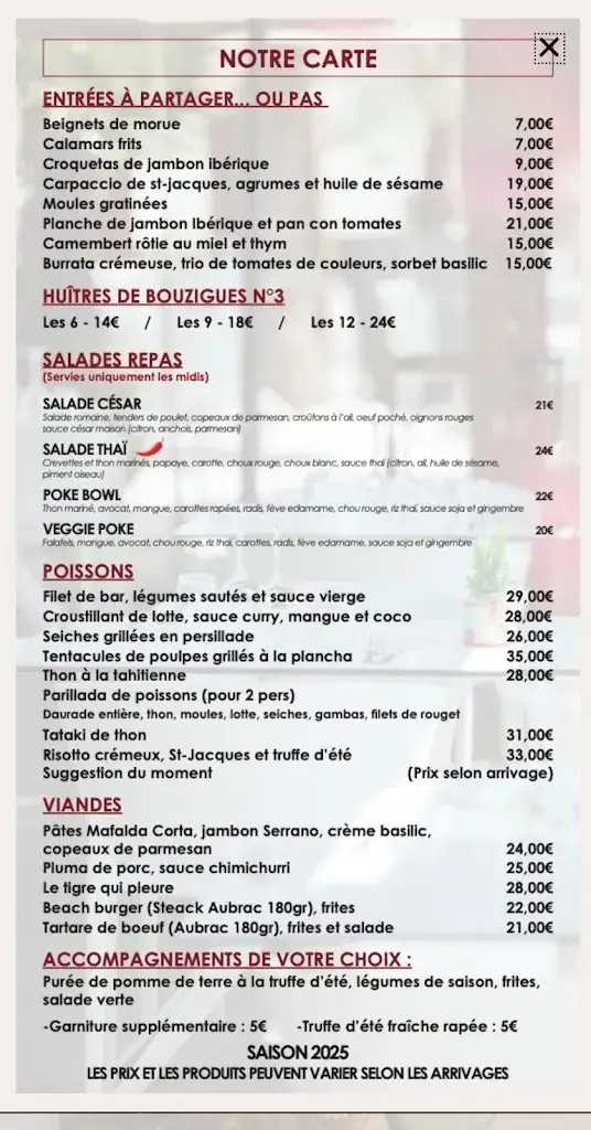 Menu_La Plage des Lézards | Restaurant - Bar - Plage Privée_Palavas-les-Flots_image_1