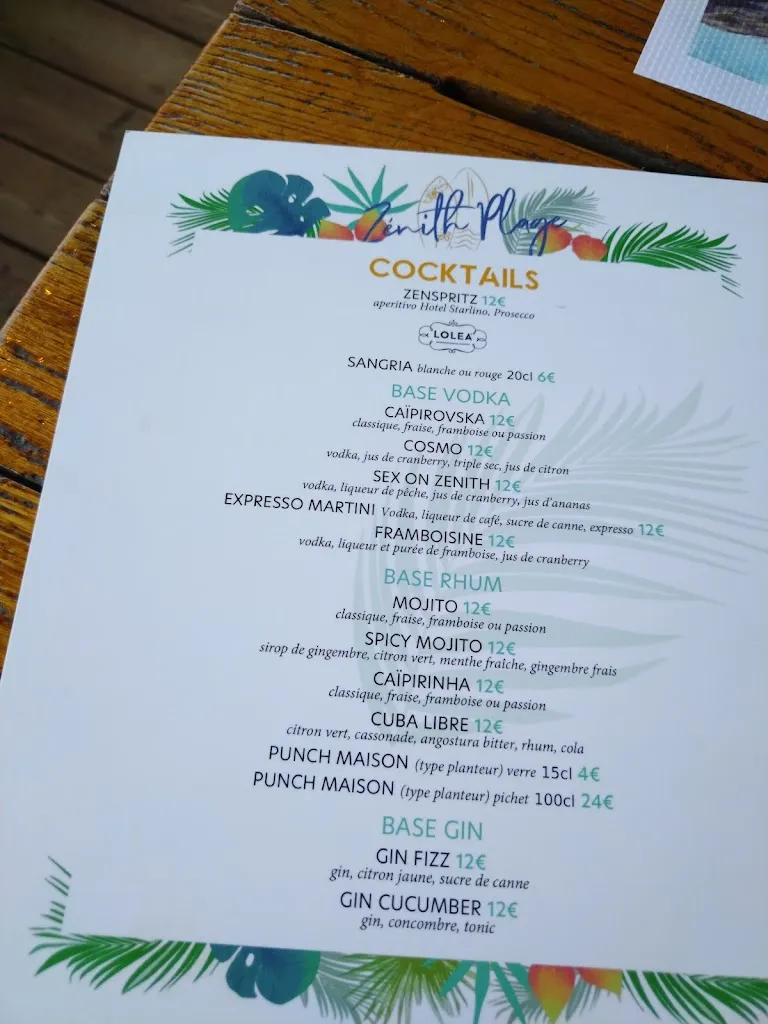 Menu_Zénith Plage_Palavas-les-Flots_image_1