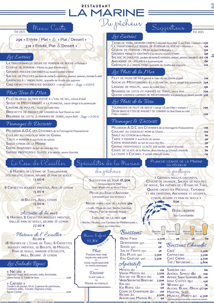 Menu_LA MARINE DU PÊCHEUR - Restaurant Palavas - Poisson frais et fruits de mer_Palavas-les-Flots_image_2