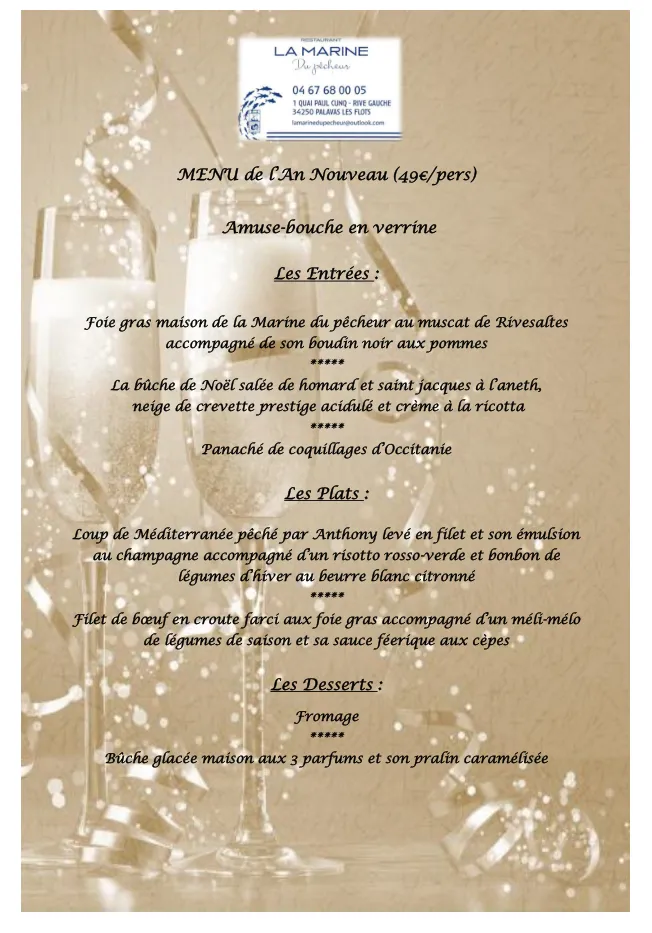 Menu_LA MARINE DU PÊCHEUR - Restaurant Palavas - Poisson frais et fruits de mer_Palavas-les-Flots_image_4