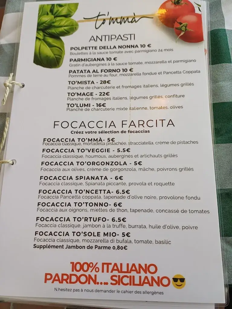 Menu_To’mmà - Cucina di Famiglia_Palavas-les-Flots_image_2