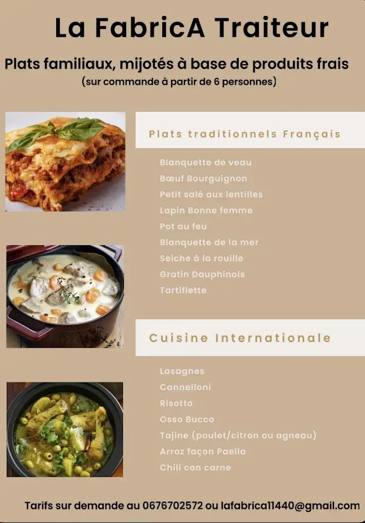 Menu_La FabricA - Restaurant et Traiteur_Peyriac-de-Mer_image_1