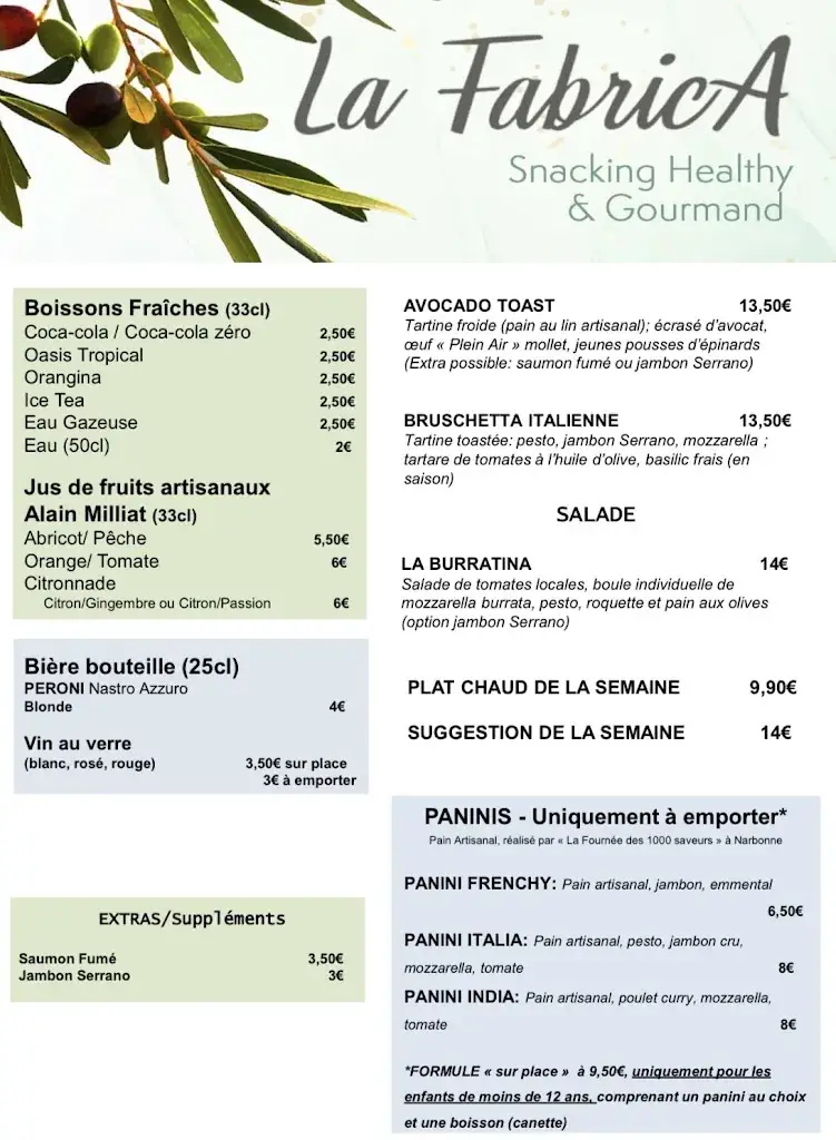 Menu_La FabricA - Restaurant et Traiteur_Peyriac-de-Mer_image_2