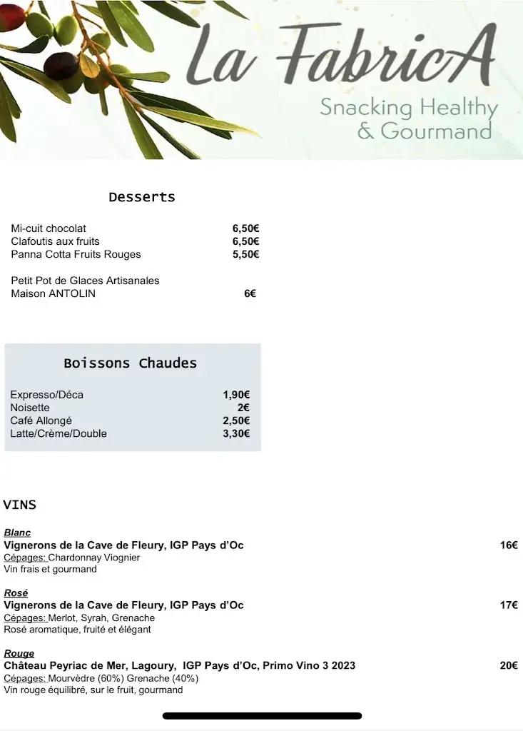 Menu_La FabricA - Restaurant et Traiteur_Peyriac-de-Mer_image_3