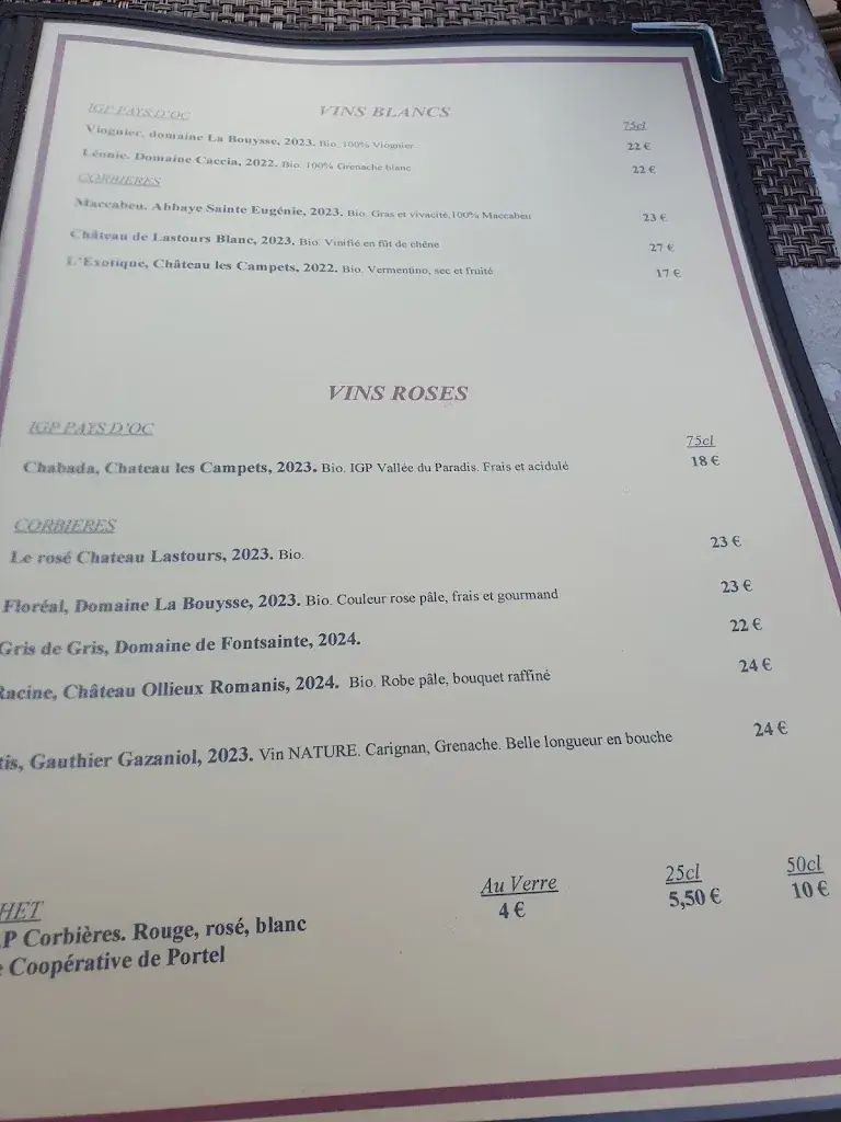 Menu_Les terrasses de la Berre_Portel-des-Corbières_immagine_3