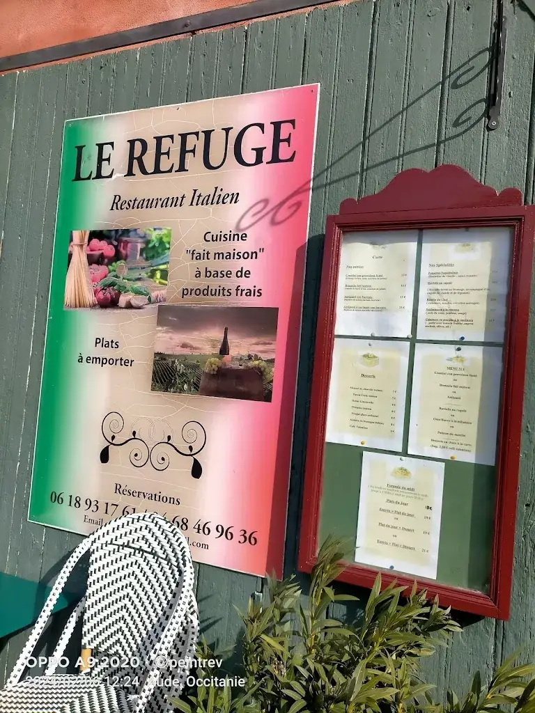 Menu_restaurant italien Le Refuge_Portel-des-Corbières_immagine_3