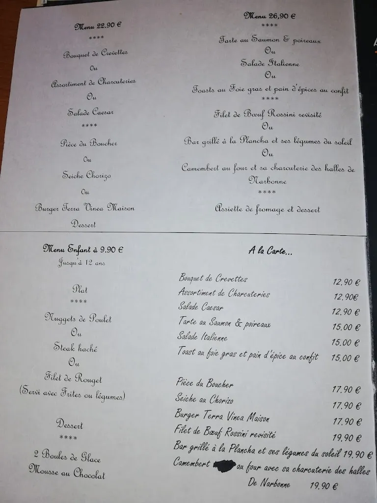 Menu_Restaurant Le Grenache - Terra Vinea_Portel-des-Corbières_image_3